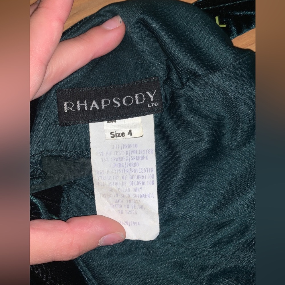 Rhapsody Dark Green Velvet Knee Length Dress